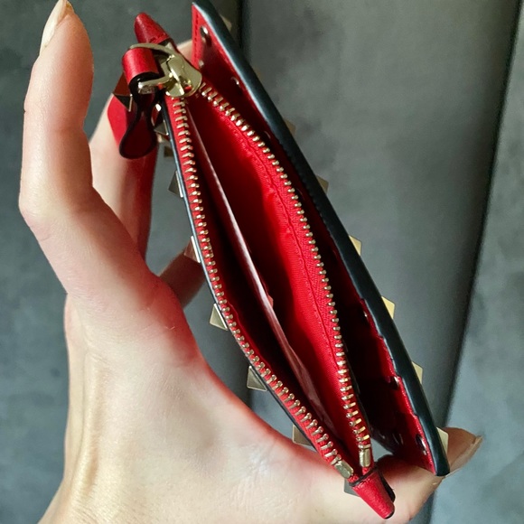 🚨🚨 NWT VALENTINO ROCK-STUD CALFSKIN COIN PURSE AND CARDHOLDER - Picture 5 of 8
